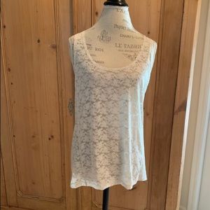 Hinge cream sheer lace tank